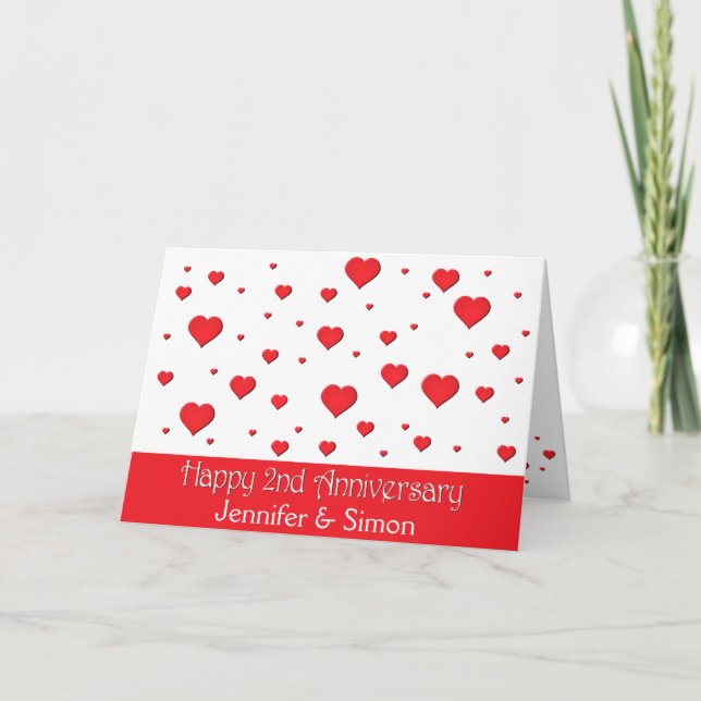 Grußkarte - Floating Hearts - 2. Jahrestag Karte (Vorderseite)