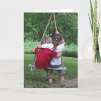 Grußkarte: "Freundschaft" Girls on a Swing Karte