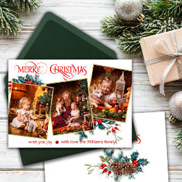 Grußkarte Frohe Weihnachten mit 3 Fotos Ankündigung