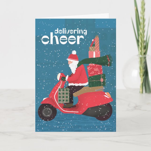Grußkarte für Cheer Santa Scooter Karte (Vorderseite)