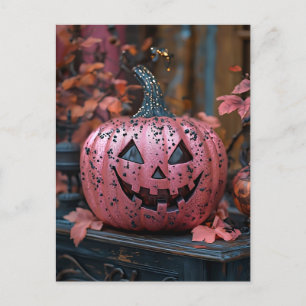 Grußkarte für Creepy Glitzer Pumpkins Halloween Postkarte