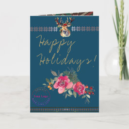 Grußkarte für das Happy Holidays Boho Business-Log Karte