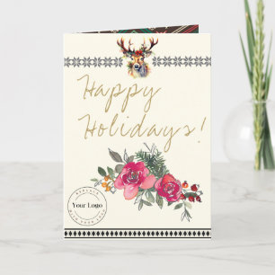 Grußkarte für das Happy Holidays Boho Business-Log Karte
