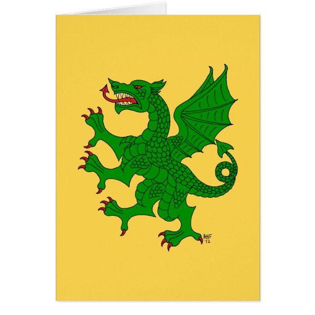 Grußkarte für Dragon Rampant Vert (Vorne)