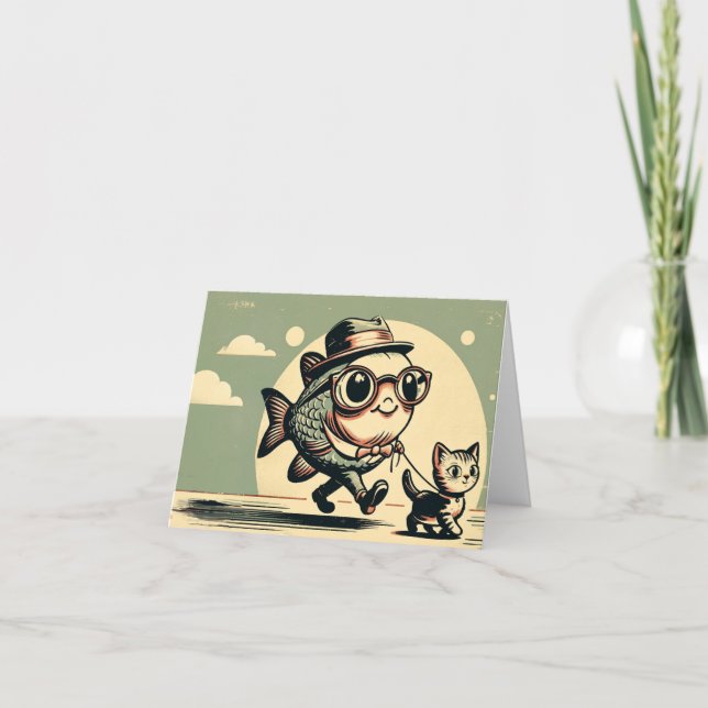 Grußkarte für Fische und Katzen Karte (Vorderseite)