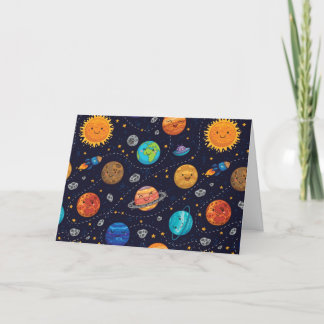 Grußkarte für glückliche Planeten (Leere) Dankeskarte