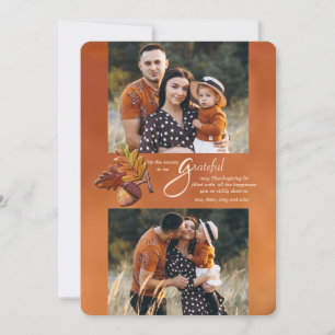 Grußkarte für Golden Fall 2-Foto-Erntedank Feiertagskarte