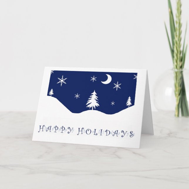 Grußkarte für Happy Holidays Snowscape Feiertagskarte (Vorderseite)