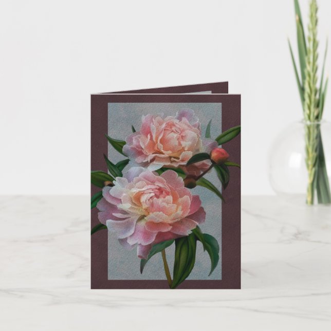 Grußkarte für hellrosa Peonies Karte (Vorderseite)