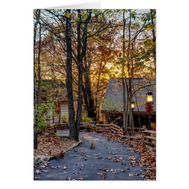 Grußkarte für Herbst Woods Sunset Walkway (Vorne)