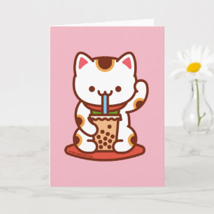 Grußkarte für Katzen: BOBA KIT-TEA MANEKI-NEKO Karte
