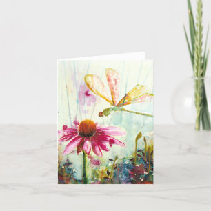 Grußkarte für Libelle und Blume Dankeskarte
