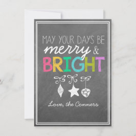 Grußkarte für Merry und Bright Chalkboard Feiertagskarte