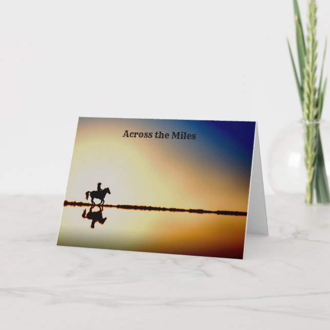 Grußkarte für Pferde und Reiter an der Silhouette Karte (Vorderseite)