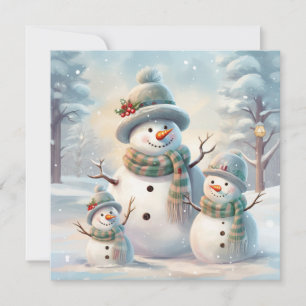 Grußkarte für Snowman Family Feiertagskarte