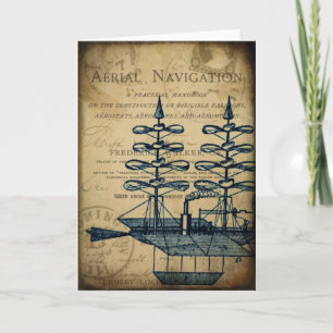 Grußkarte für Vintage Flying Airship Karte