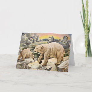 Grußkarte für Vintage Polarbären Karte