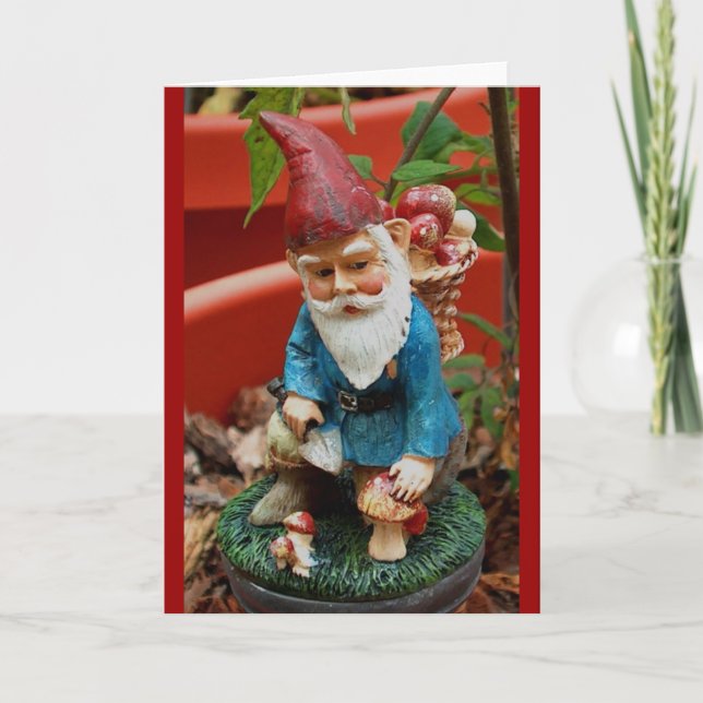 Grußkarte - Garten Gnome Karte (Vorderseite)