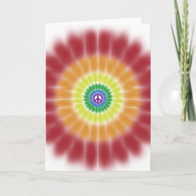 Grußkarte, Gefärbte Krawatte Rainbow Peace Sign Ex Karte (Vorderseite)