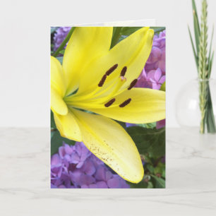 Grußkarte Gelbe Lilie und Lavender Hydrangea Karte