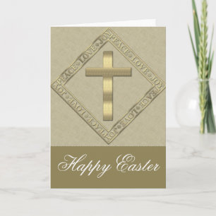 Grußkarte "Goldenes Kreuz Christlich Ostern" Feiertagskarte