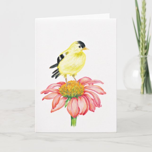 Grußkarte Goldfinch & Coneflower Karte (Vorderseite)