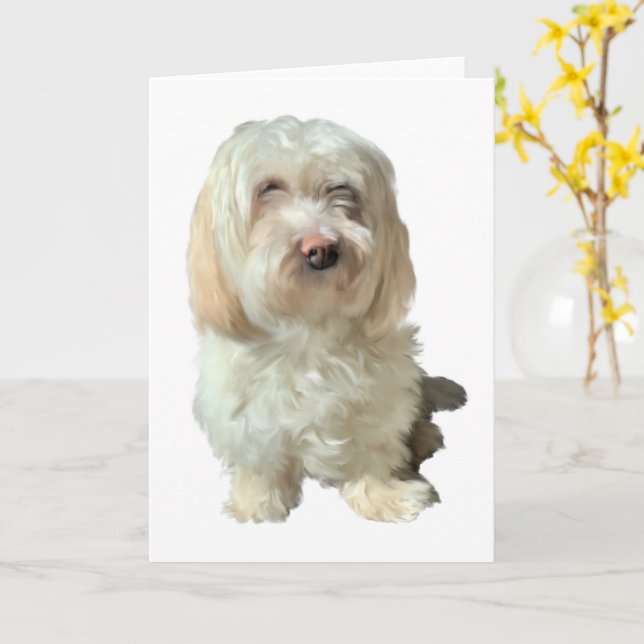Grußkarte Havanese Hund Karte (Gelbe Blume)