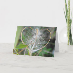 Grußkarte hellbeige Pflanze Herz, leer Karte