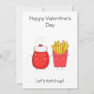 Grußkarte – Lasst uns Ketchup! Süße Ketchup-Pommes Karte