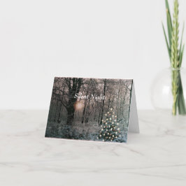 Grußkarte "Lighted Tree in Snowy Woods" Feiertagskarte