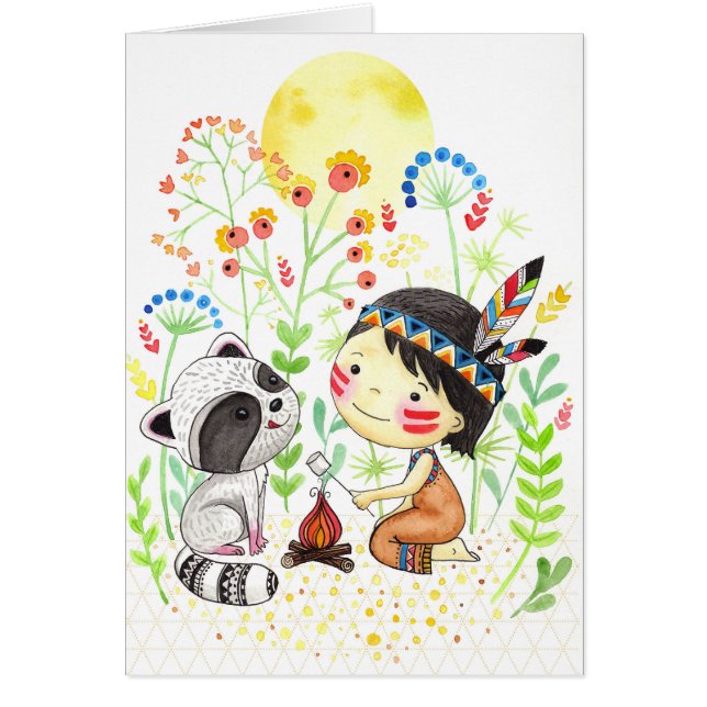 Grußkarte "Little Indian Girl" (Vorne)