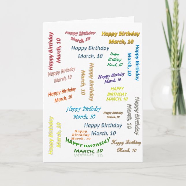 Grußkarte März, 10 Geburtstag Karte (Vorderseite)