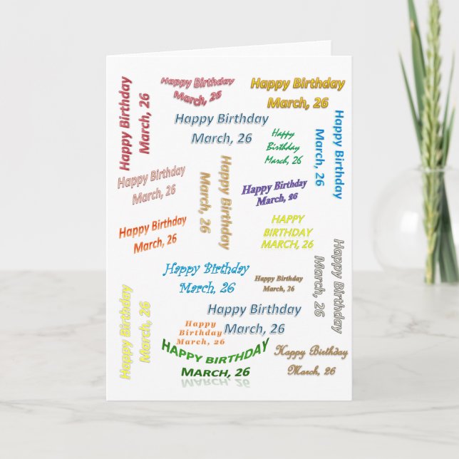 Grußkarte März, 26 Geburtstag Karte (Vorderseite)