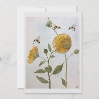 Grußkarte mit Blume & Bienen Einladung