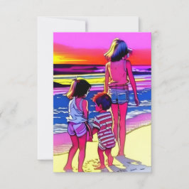 Grußkarte mit Design der Kinder am Strand Karte