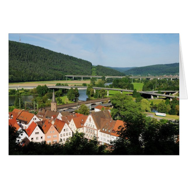 Grußkarte mit Gemünden a. Haupt (Vorderseite (Horizontal))