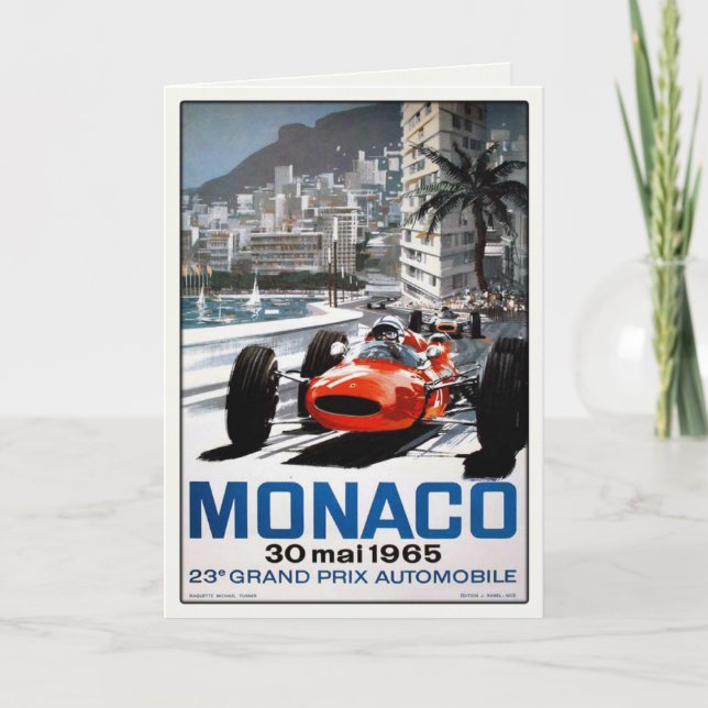 Grußkarte mit Monaco Grand Prix Poster Karte (Vorderseite)