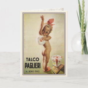 Grußkarte mit Niedlichem Baby auf Vintage Ad Poste Karte