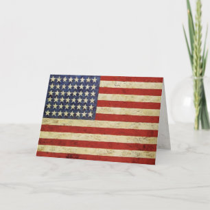 Grußkarte mit Vintage Flag aus den USA. Karte