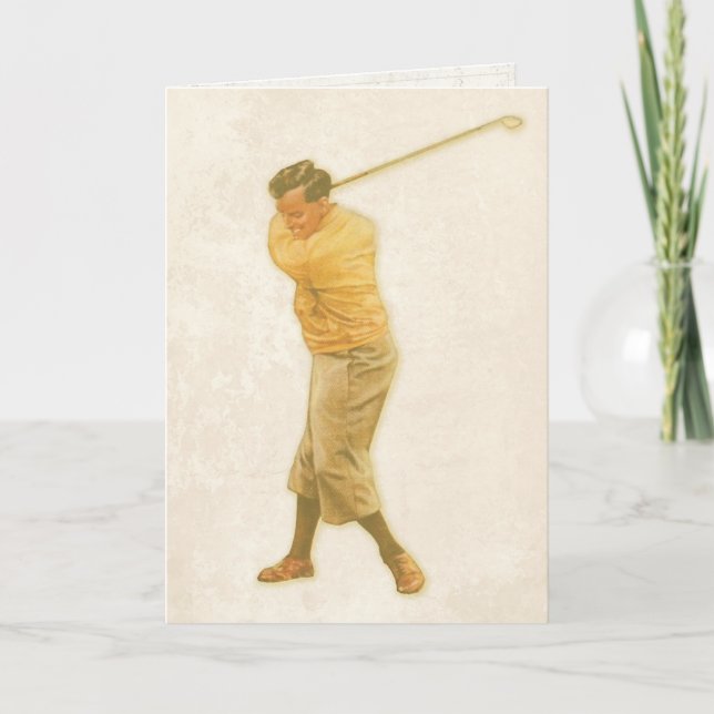 Grußkarte mit Vintage Golf Player Karte (Vorderseite)