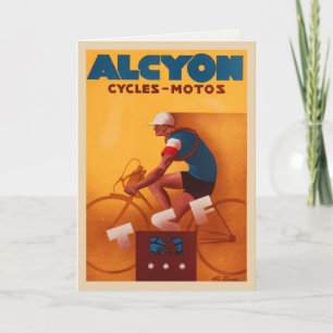 Grußkarte mit Vintagem Alcyon Bicycle Poster Karte
