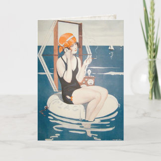 Grußkarte mit Vintager Sommerabbildung Karte