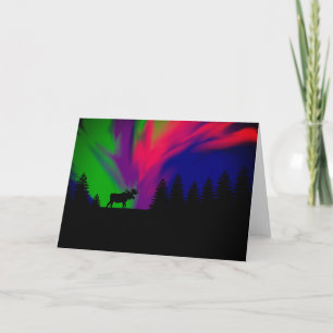 Grußkarte Northern Lights mit Elch Karte