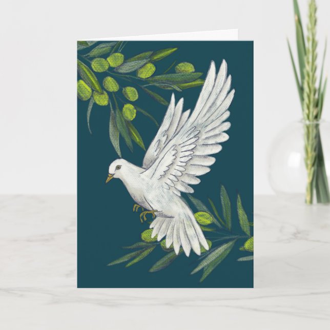 Grußkarte "Peace Dove and Olive Branches" Karte (Vorderseite)