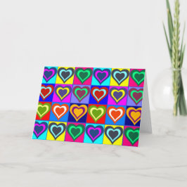Grußkarte - Pop Art Colorful Hearts Karte