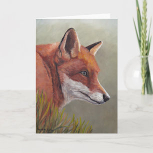 Grußkarte "Red Fox in Gras Animal Art" Karte