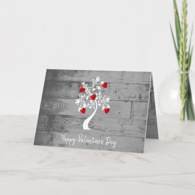Grußkarte Red Valentine Hearts Tree Karte (Vorderseite)