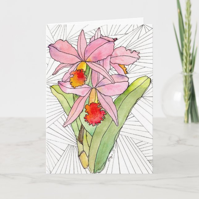 Grußkarte - rosa Orchideen Karte (Vorderseite)