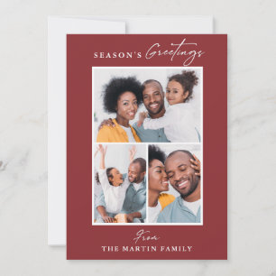Grußkarte Rot Drei Foto Collage Feiertagskarte