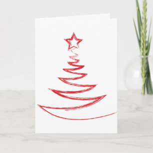 Grußkarte -- Roter Doodle-Weihnachtsbaum Feiertagskarte